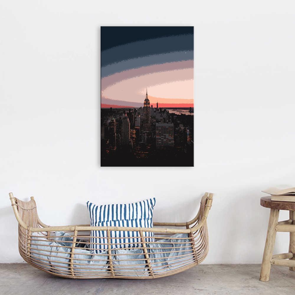 Sunrise In New York 1 Piece HD Multi Panel Canvas Wall Art Frame-Original Frame