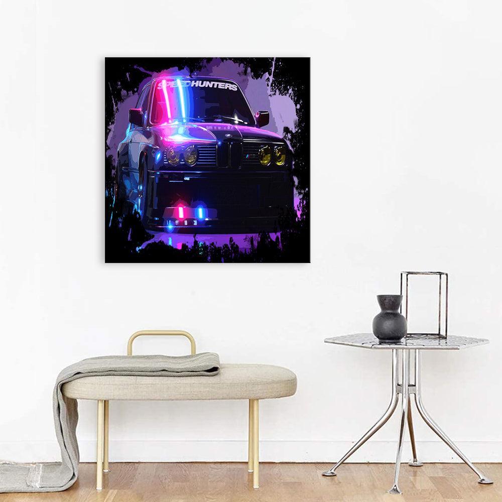 Purple Car Cartoon 1 Piece HD Multi Panel Canvas Wall Art-Original Frame