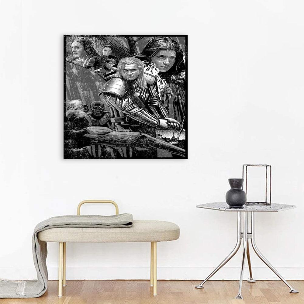 Black & White Game Of Thrones 1 Piece HD Multi Panel Canvas Wall Art Frame-Original Frame