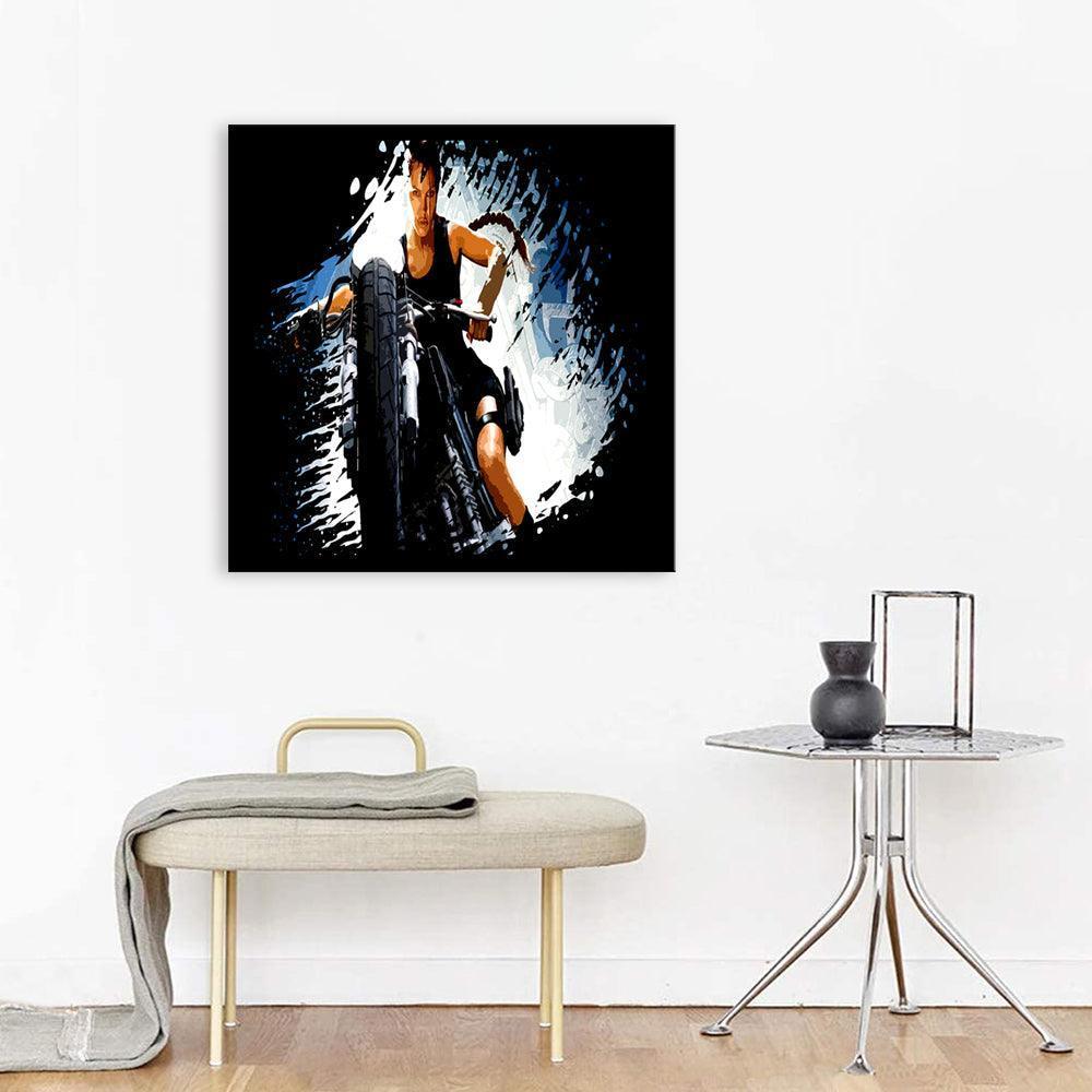 Angelina Jolie Bike 1 Piece HD Multi Panel Canvas Wall Art Frame-Original Frame