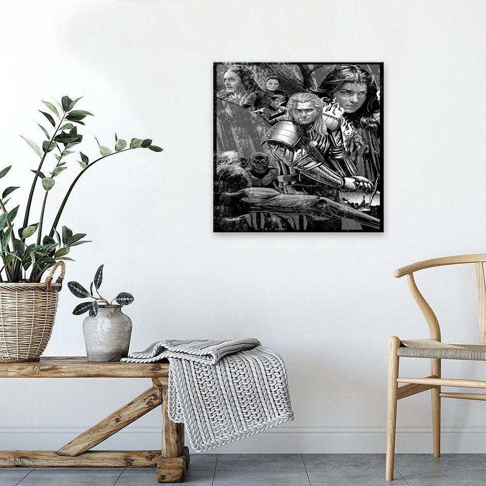 Black & White Game Of Thrones 1 Piece HD Multi Panel Canvas Wall Art Frame-Original Frame