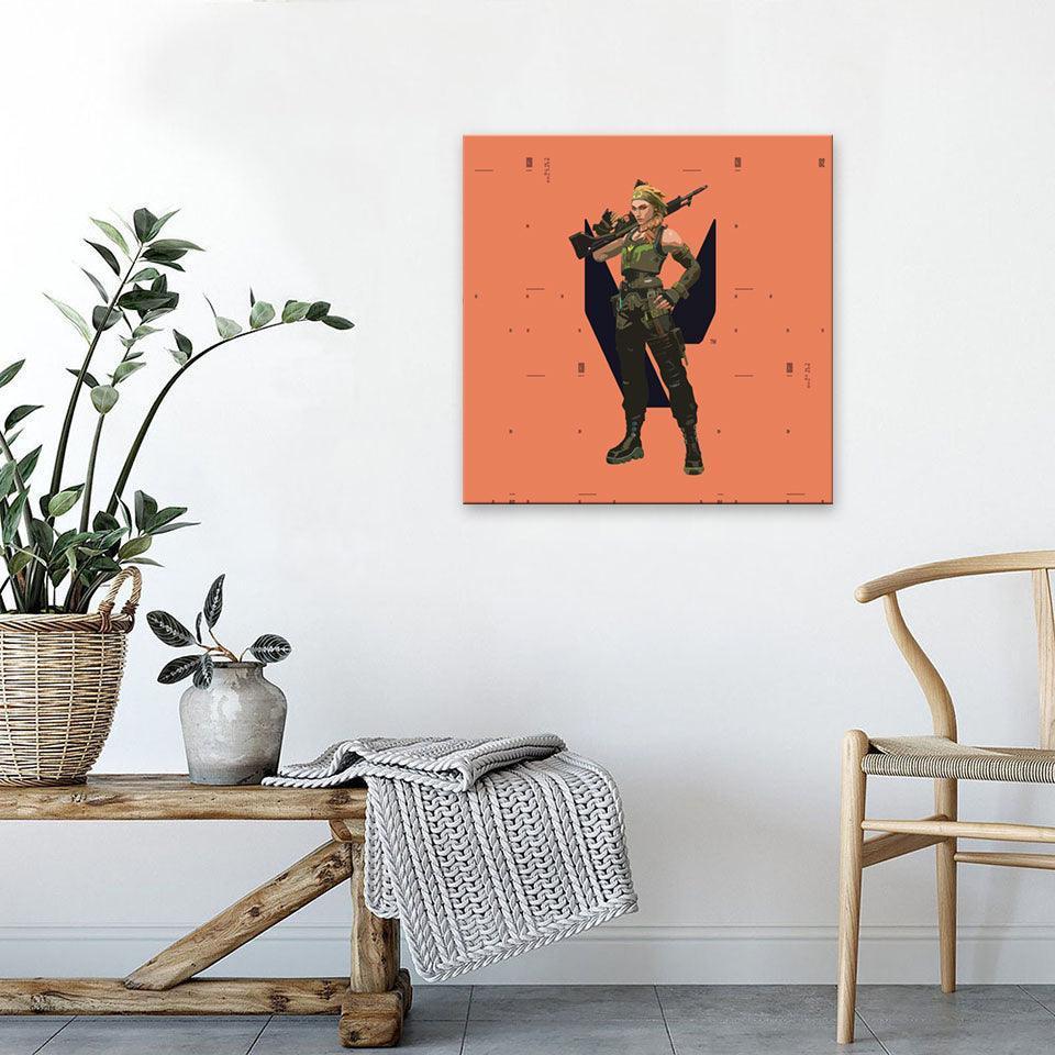 Orange Fortnite Cartoon 1 Piece HD Multi Panel Canvas Wall Art Frame-Original Frame