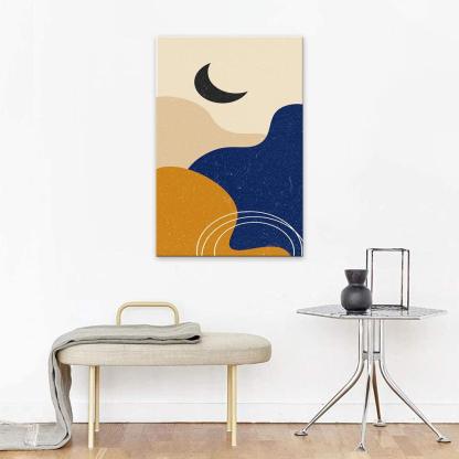 The Abstract Half Moon 1 Piece HD Multi Panel Canvas Wall Art Frame-Original Frame