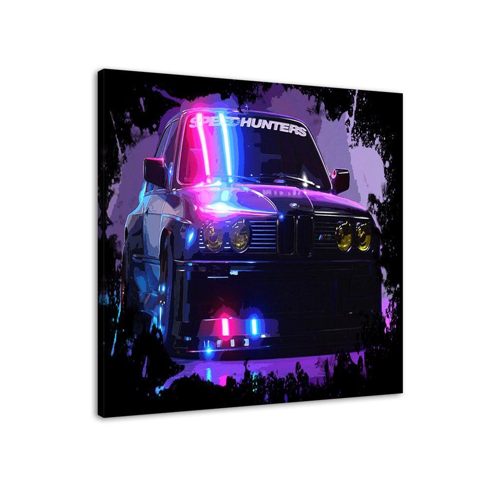 Purple Car Cartoon 1 Piece HD Multi Panel Canvas Wall Art-Original Frame