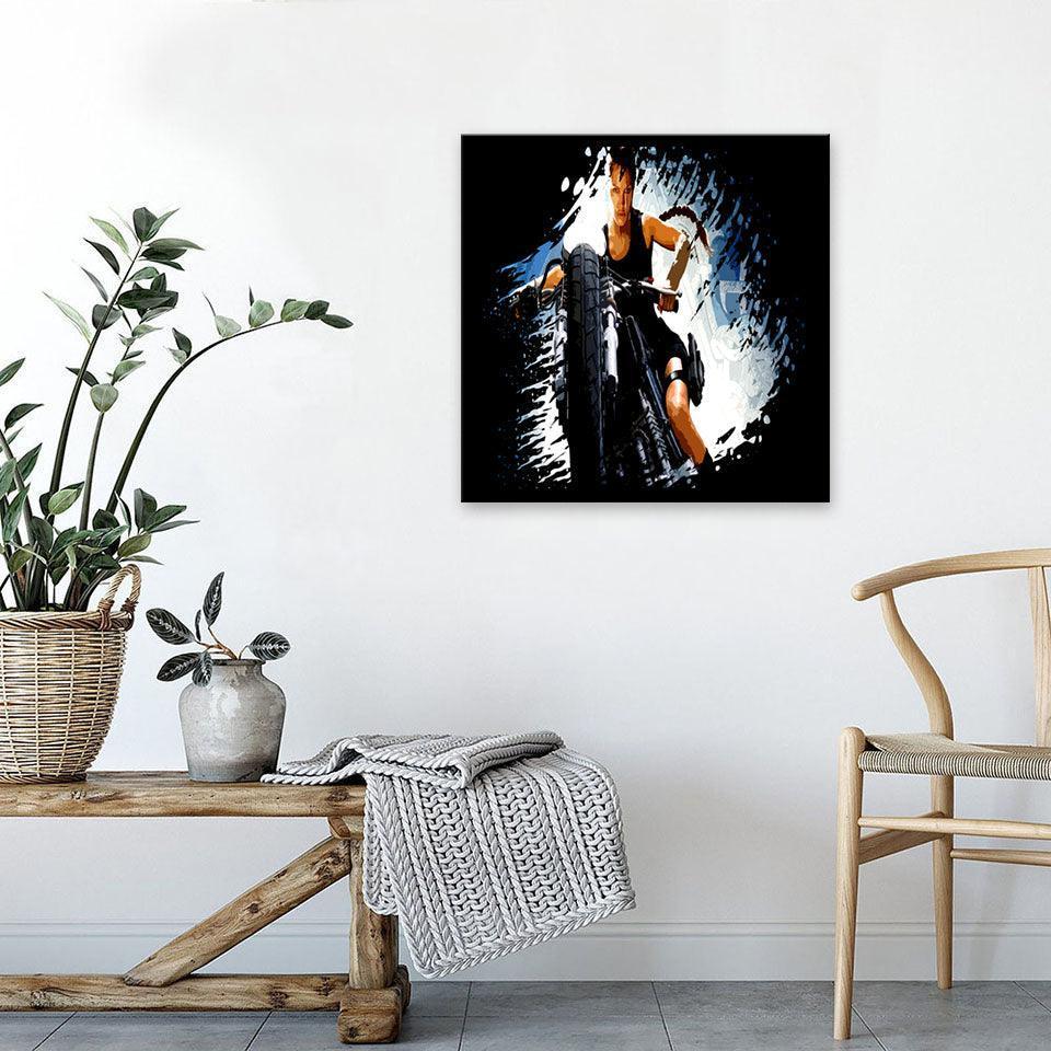 Angelina Jolie Bike 1 Piece HD Multi Panel Canvas Wall Art Frame-Original Frame