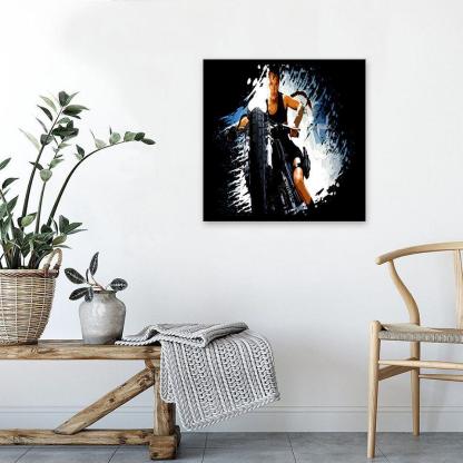 Angelina Jolie Bike 1 Piece HD Multi Panel Canvas Wall Art Frame-Original Frame