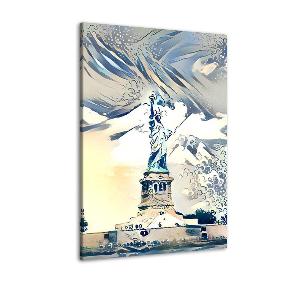 Abstract NY Statue Of Liberty 1 Piece HD Multi Panel Canvas Wall Art Frame-Original Frame