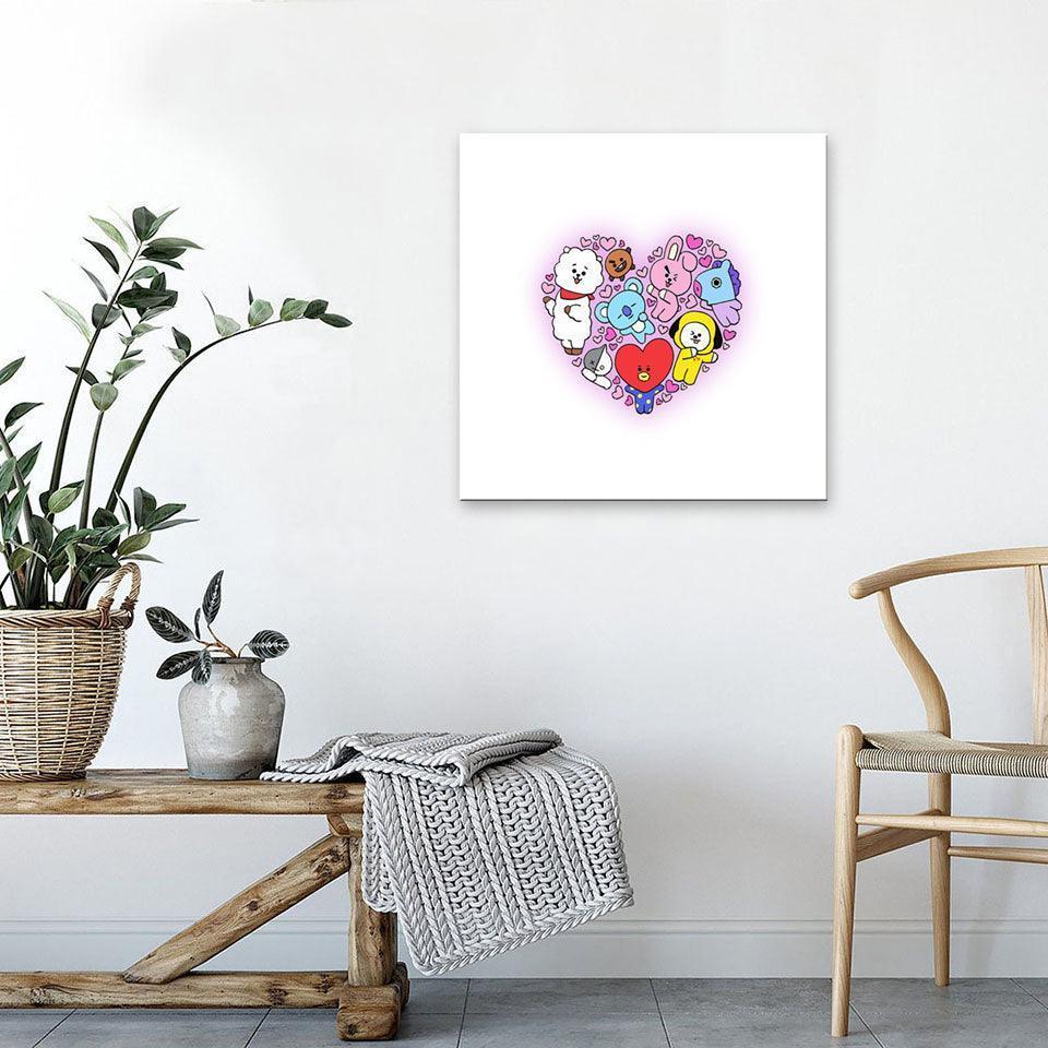 Cartoon Heart 1 Piece HD Multi Panel Canvas Wall Art Frame-Original Frame
