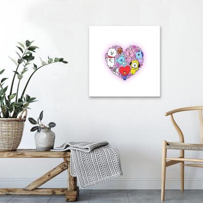 Cartoon Heart 1 Piece HD Multi Panel Canvas Wall Art Frame-Original Frame