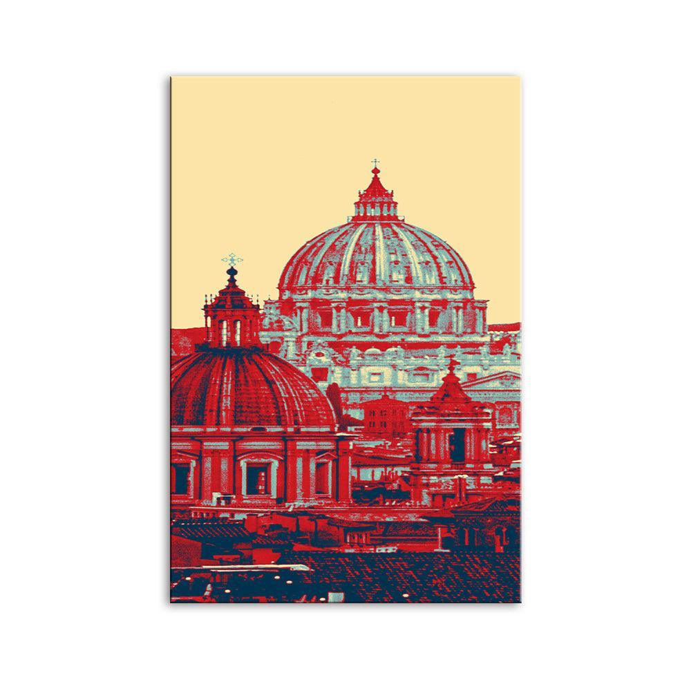 Red & Blue Towers Portrait 1 Piece HD Multi Panel Canvas Wall Art-Original Frame