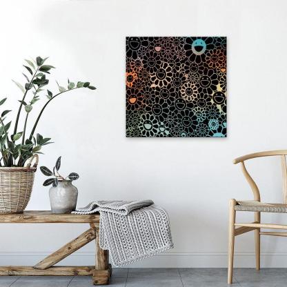Neon Flowers Collage 1 Piece HD Multi Panel Canvas Wall Art Frame-Original Frame