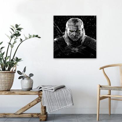 Black And White Warrior Portrait 1 Piece HD Multi Panel Canvas Wall Art Frame-Original Frame