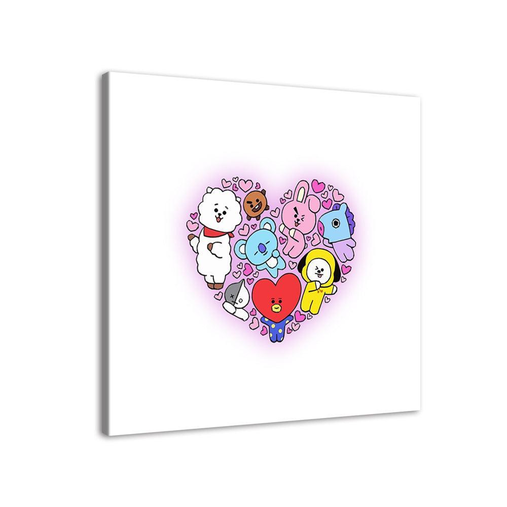 Cartoon Heart 1 Piece HD Multi Panel Canvas Wall Art Frame-Original Frame