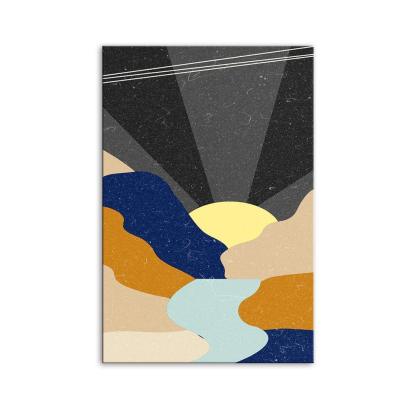 The Abstract Black Sunrise 1 Piece HD Multi Panel Canvas Wall Art Frame-Original Frame