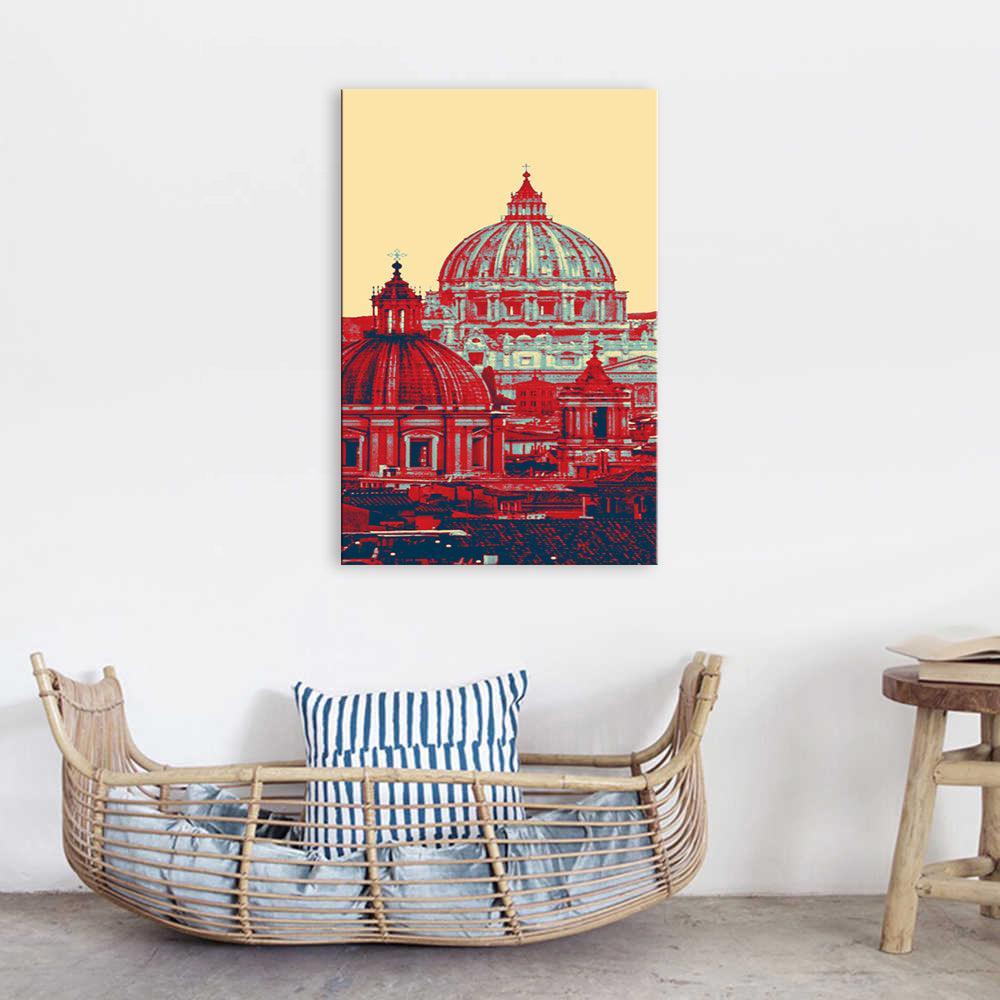 Red & Blue Towers Portrait 1 Piece HD Multi Panel Canvas Wall Art-Original Frame