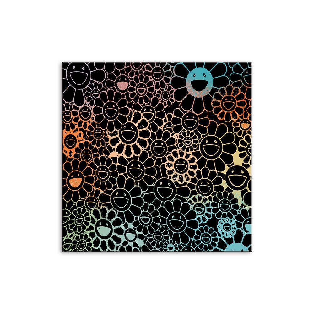 Neon Flowers Collage 1 Piece HD Multi Panel Canvas Wall Art Frame-Original Frame