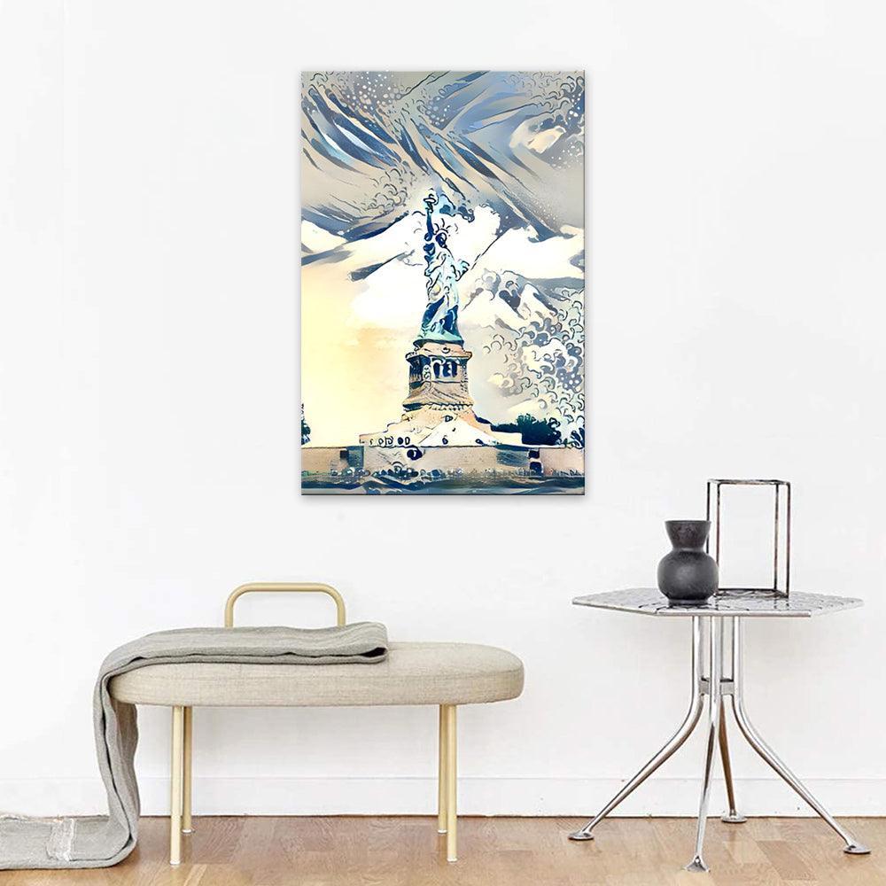 Abstract NY Statue Of Liberty 1 Piece HD Multi Panel Canvas Wall Art Frame-Original Frame