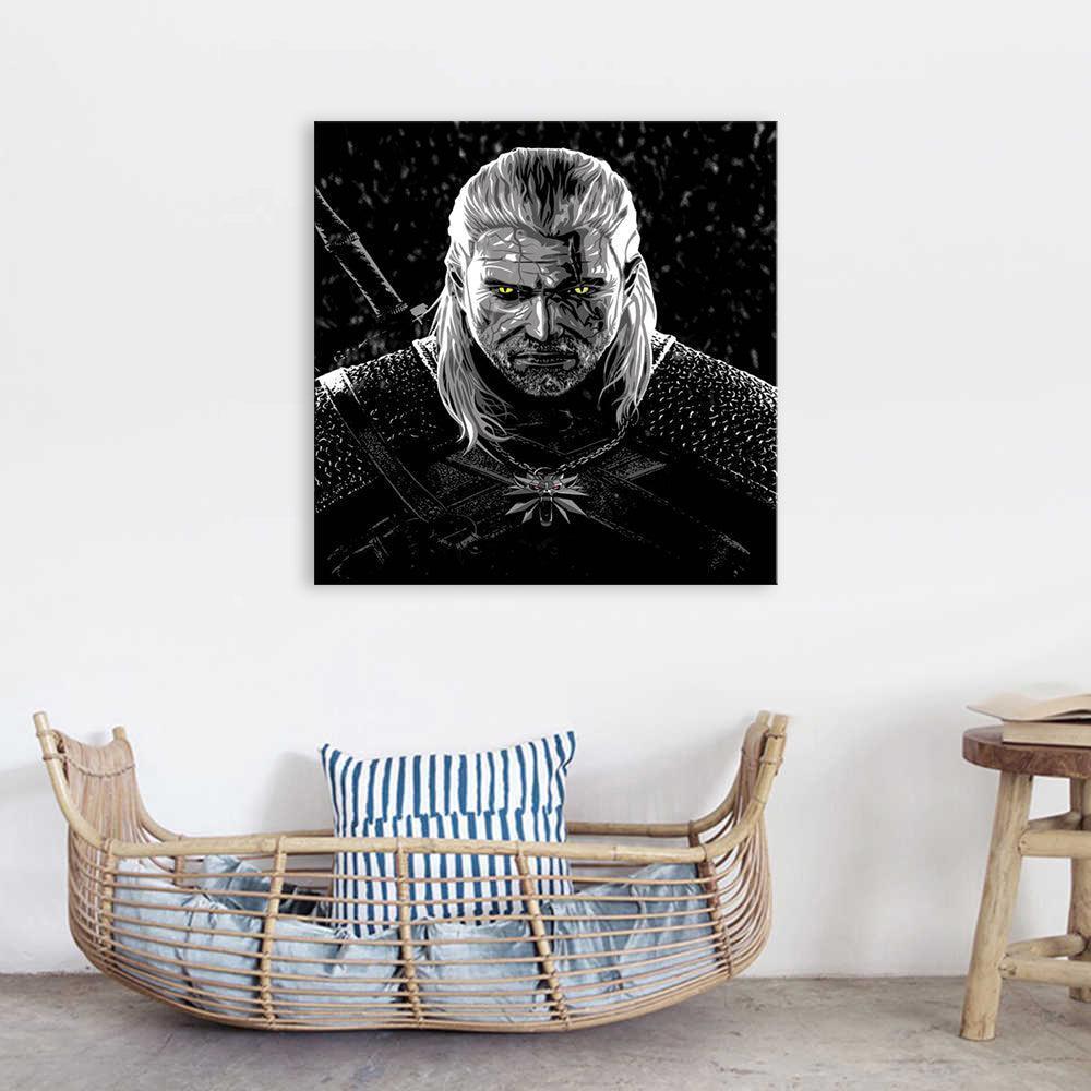 Black And White Warrior Portrait 1 Piece HD Multi Panel Canvas Wall Art Frame-Original Frame