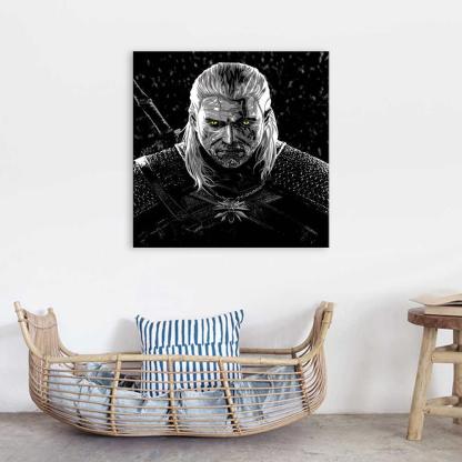 Black And White Warrior Portrait 1 Piece HD Multi Panel Canvas Wall Art Frame-Original Frame