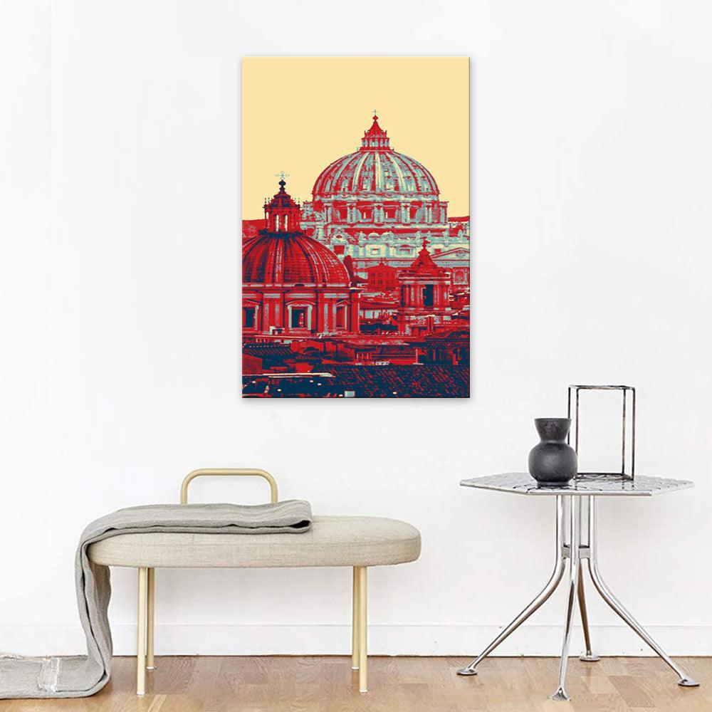 Red & Blue Towers Portrait 1 Piece HD Multi Panel Canvas Wall Art-Original Frame