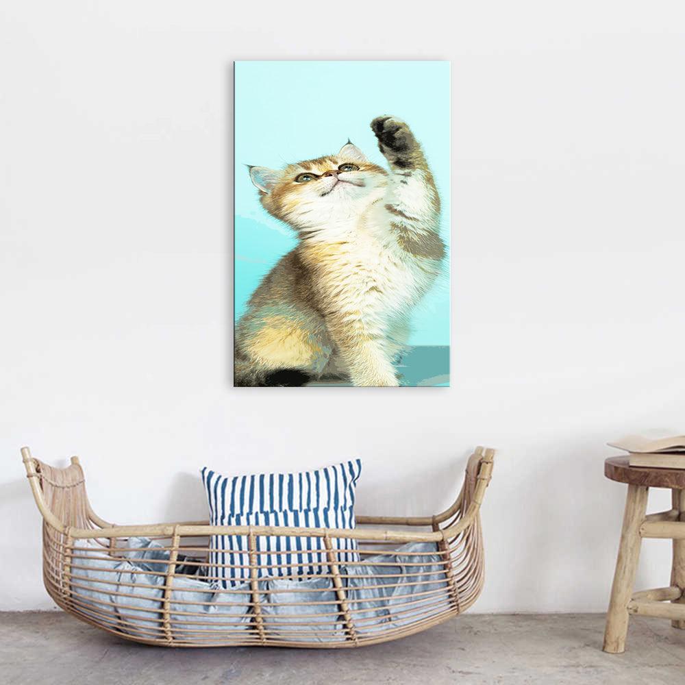 The Playful Cat 1 Piece HD Multi Panel Canvas Wall Art Frame-Original Frame