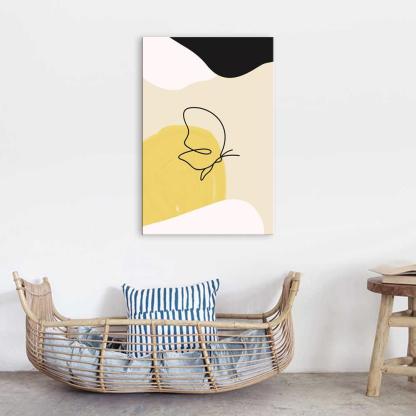 The Yellow Butterfly 1 Piece HD Multi Panel Canvas Wall Art Frame-Original Frame