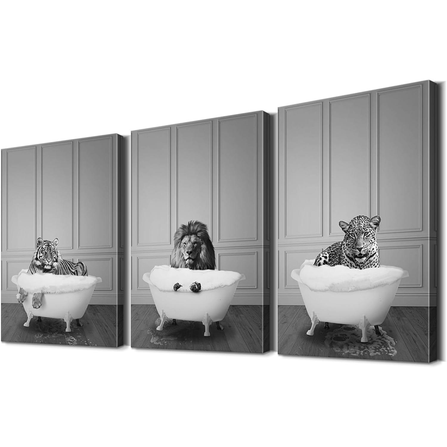 Funny Animal 3 Piece Canvas Wall Art