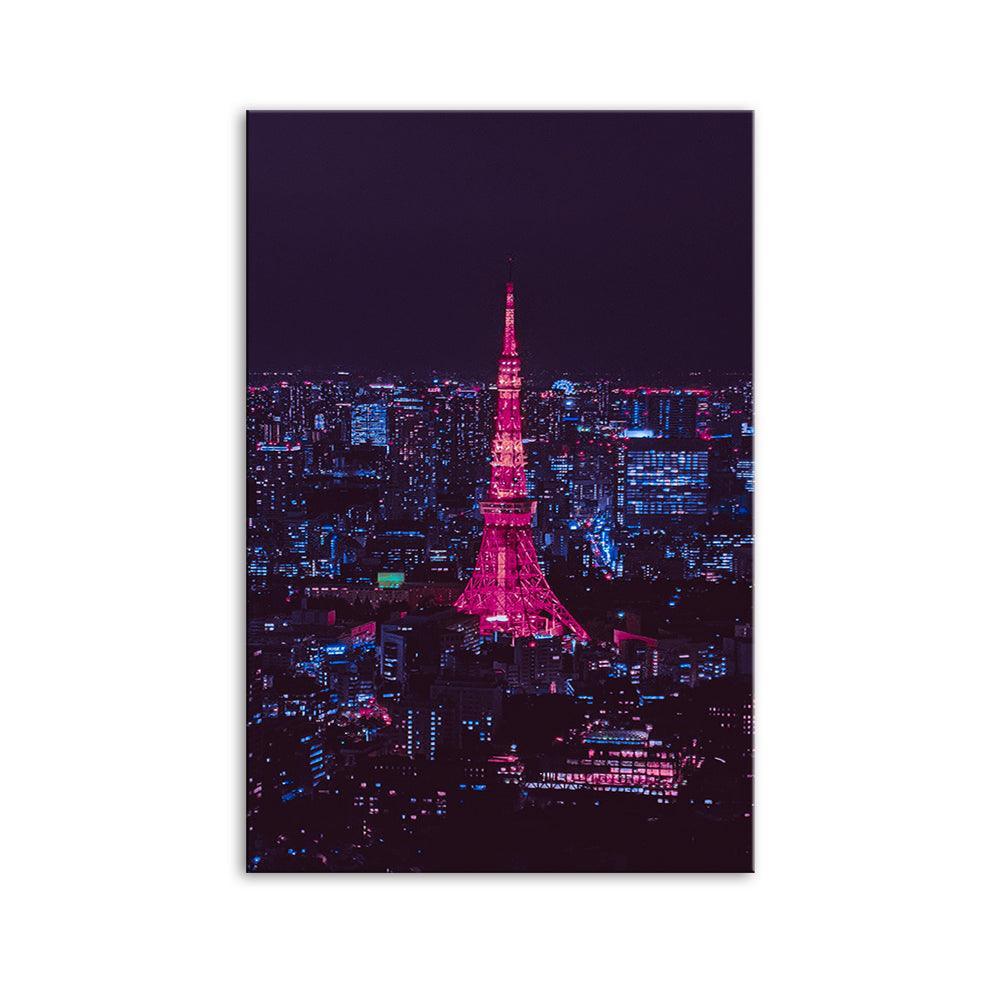 Purple Paris Landscape 1 Piece HD Multi Panel Canvas Wall Art-Original Frame