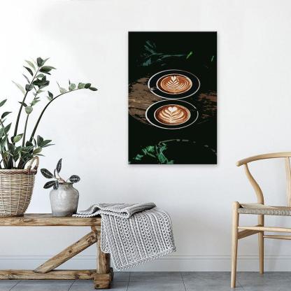The Abstract Coffee Leaves 1 Piece HD Multi Panel Canvas Wall Art Frame-Original Frame
