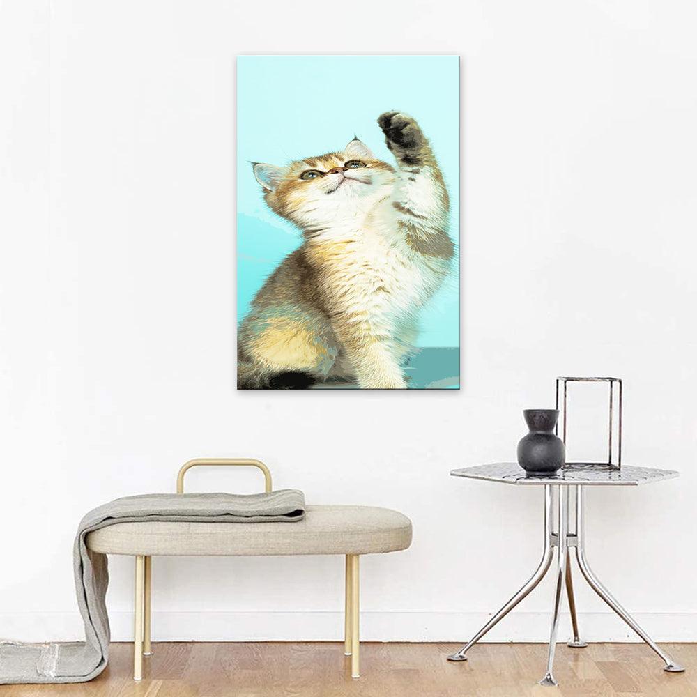 The Playful Cat 1 Piece HD Multi Panel Canvas Wall Art Frame-Original Frame