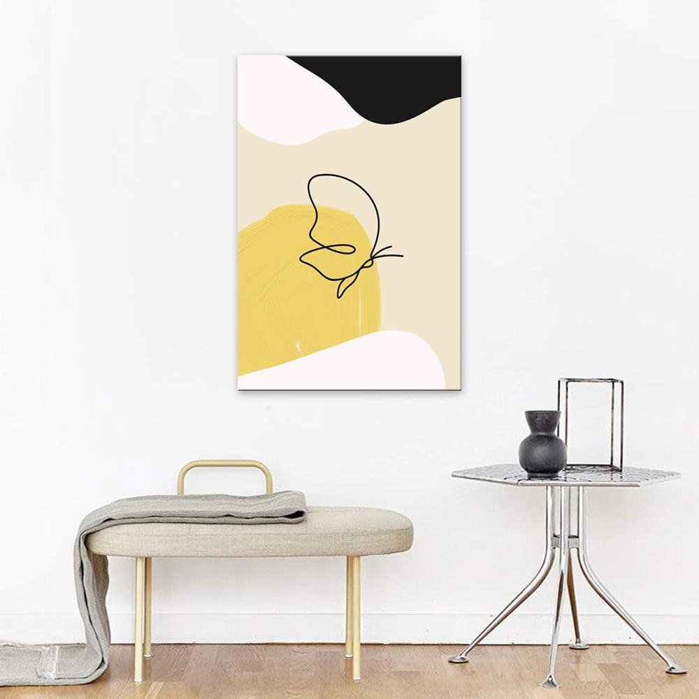 The Yellow Butterfly 1 Piece HD Multi Panel Canvas Wall Art Frame-Original Frame