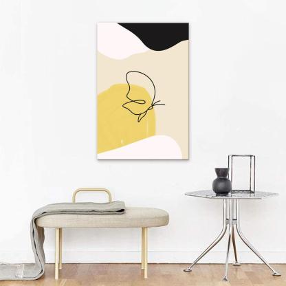 The Yellow Butterfly 1 Piece HD Multi Panel Canvas Wall Art Frame-Original Frame
