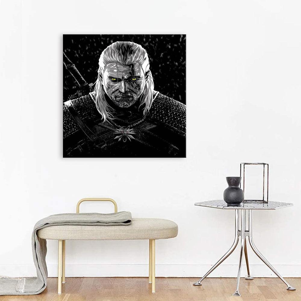 Black And White Warrior Portrait 1 Piece HD Multi Panel Canvas Wall Art Frame-Original Frame