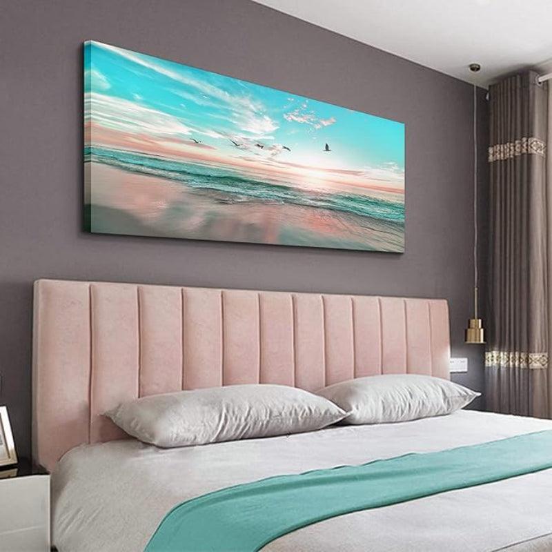 1 Piece Abstract Beach Canvas Wall Art Landscape Art Set-Original Frame