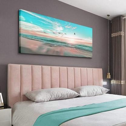 1 Piece Abstract Beach Canvas Wall Art Landscape Art Set-Original Frame