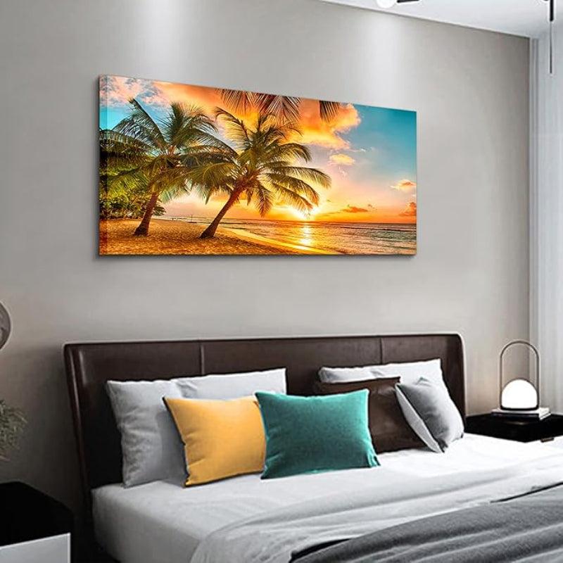 1 Piece Abstract Beach Canvas Wall Art Landscape Art Set-Original Frame