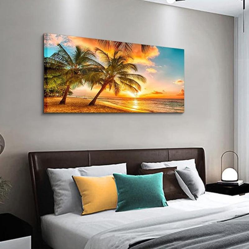 1 Piece Abstract Beach Canvas Wall Art Landscape Art Set-Original Frame