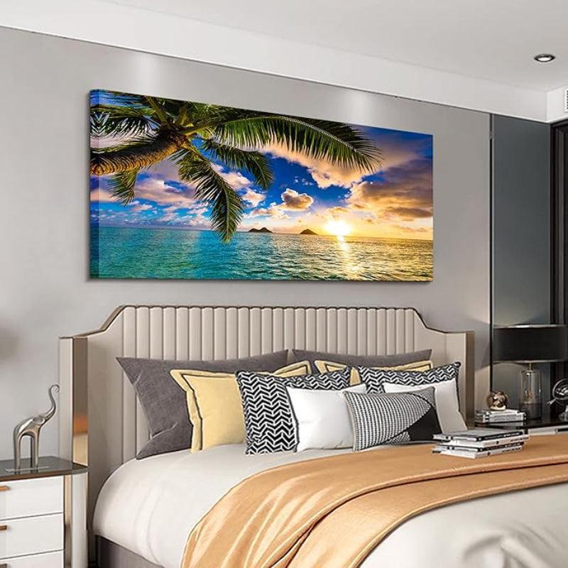 1 Piece Abstract Beach Canvas Wall Art Landscape Art Set-Original Frame