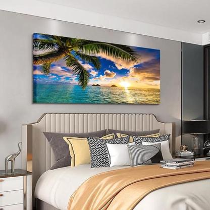 1 Piece Abstract Beach Canvas Wall Art Landscape Art Set-Original Frame