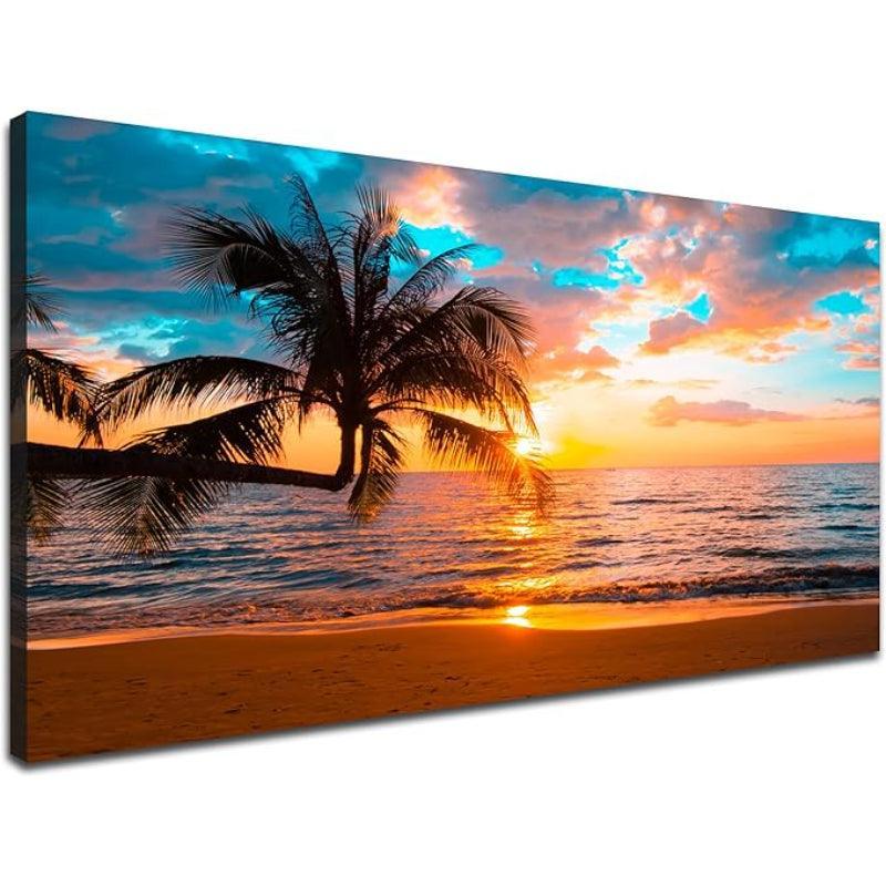 1 Piece Abstract Beach Canvas Wall Art Landscape Art Set-Original Frame