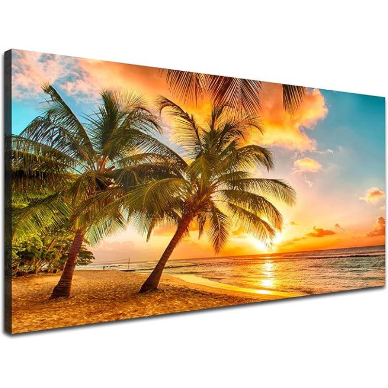 1 Piece Abstract Beach Canvas Wall Art Landscape Art Set-Original Frame