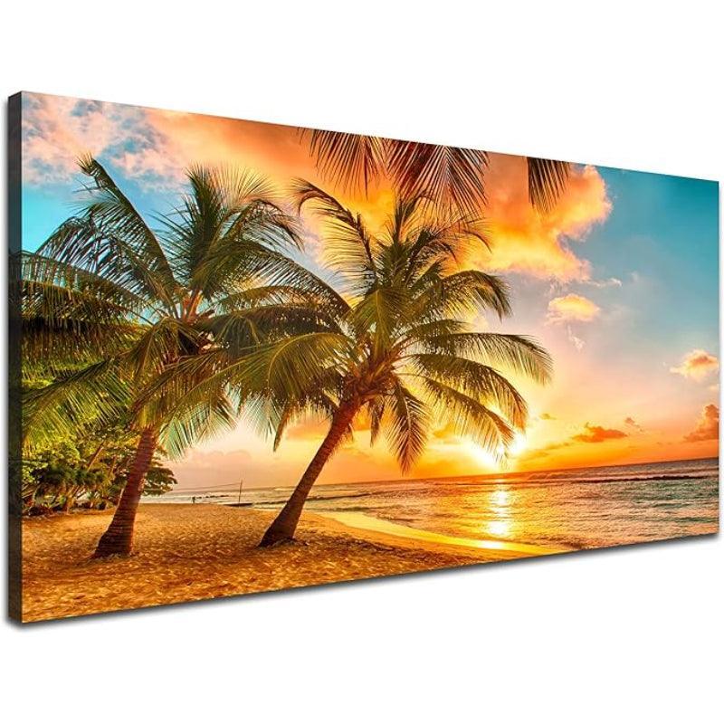 1 Piece Abstract Beach Canvas Wall Art Landscape Art Set-Original Frame