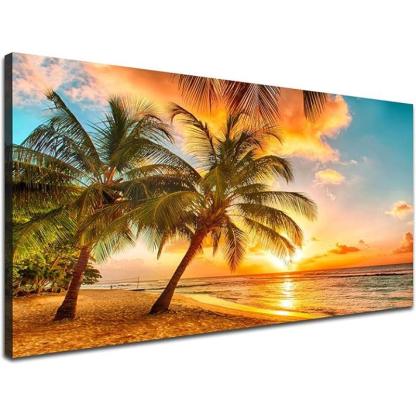 1 Piece Abstract Beach Canvas Wall Art Landscape Art Set-Original Frame