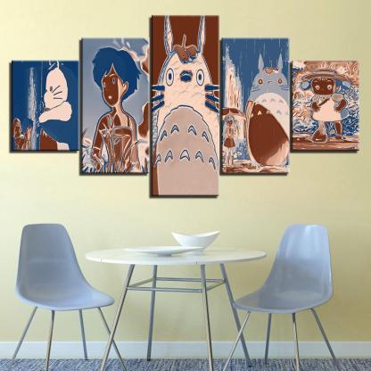 Blue & Brown Cats Collection 5 Piece HD Multi Panel Canvas Wall Art Frame-Original Frame