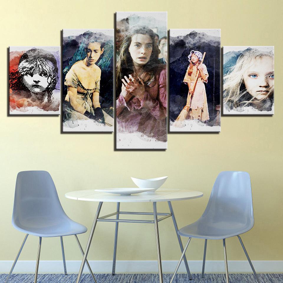 Multi Character 5 Piece HD Multi Panel Canvas Wall Art Frame-Original Frame