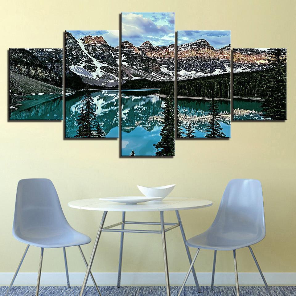 The Abstract Icy Landascape Collection 5 Piece HD Multi Panel Canvas Wall Art Frame-Original Frame