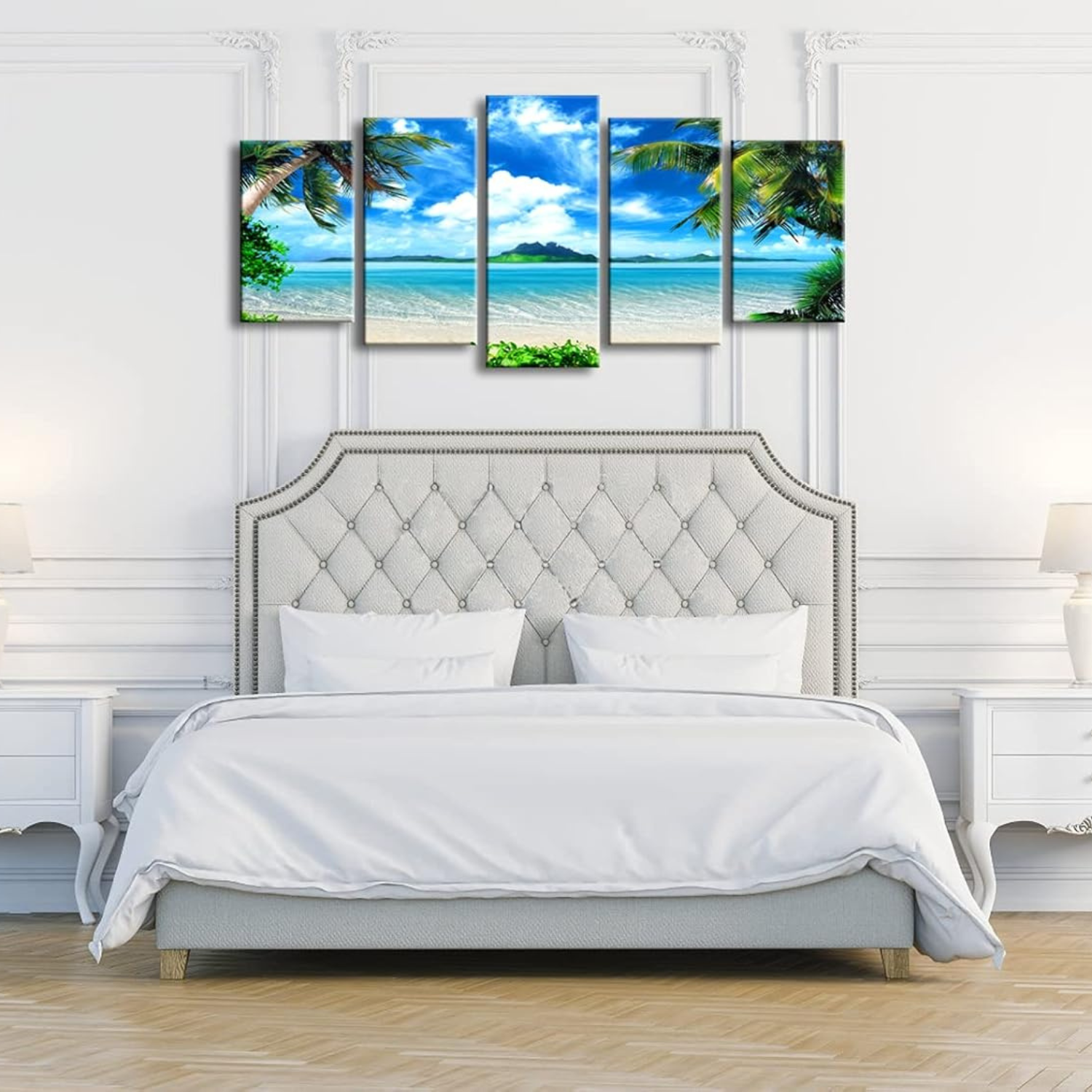 Blue Sea Beach 5 Piece Canvas Wall Art