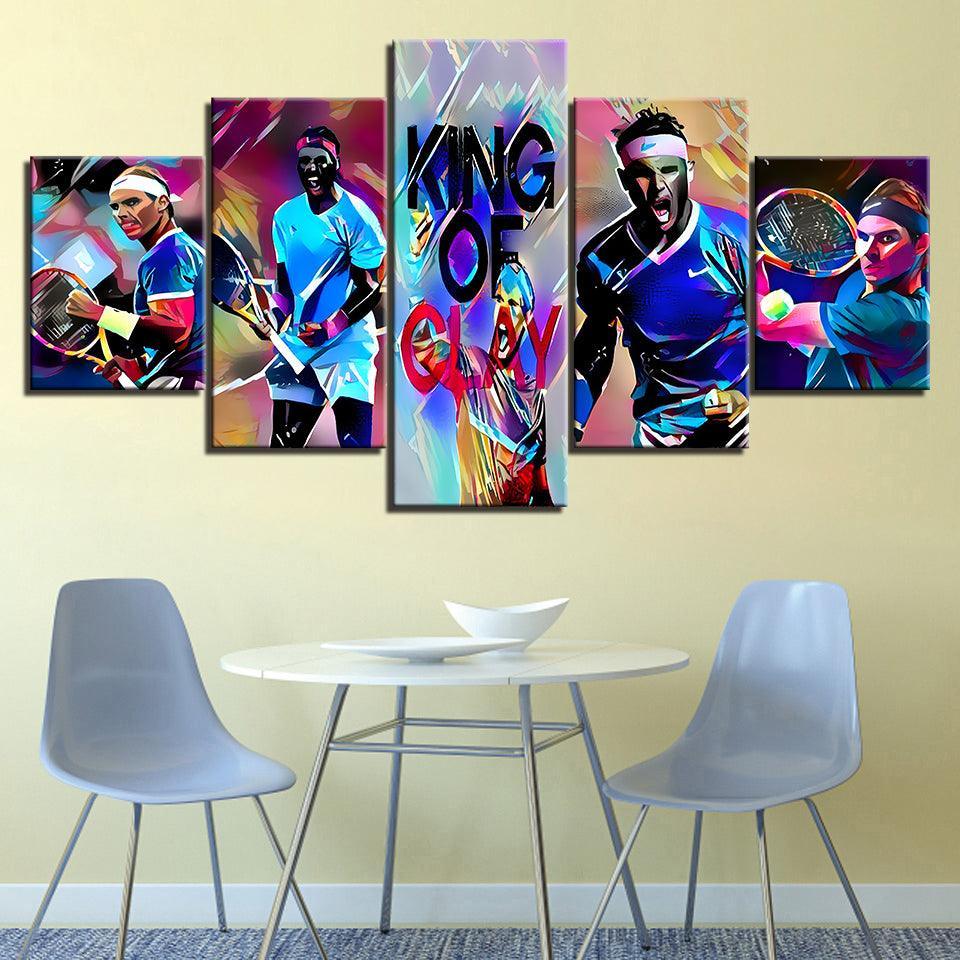 Tennis Match 5 Piece HD Multi Panel Canvas Wall Art Frame-Original Frame