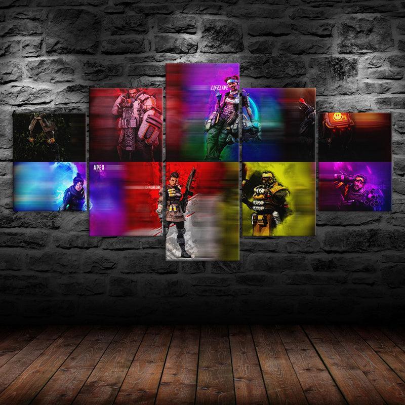Apex Legends Bright Shine Multi Character 5 Piece HD Wall Art Frame-Original Frame
