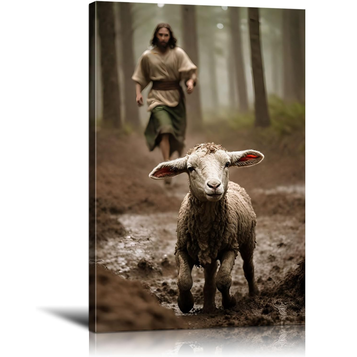 Jesus And The Lamb Canvas Wall Art